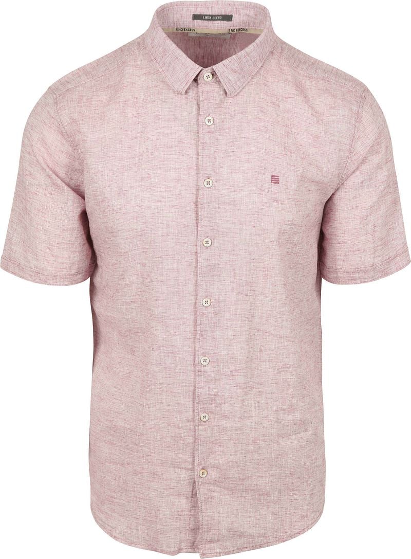 No Excess Short Sleeve Overhemd Linen Blend Roze