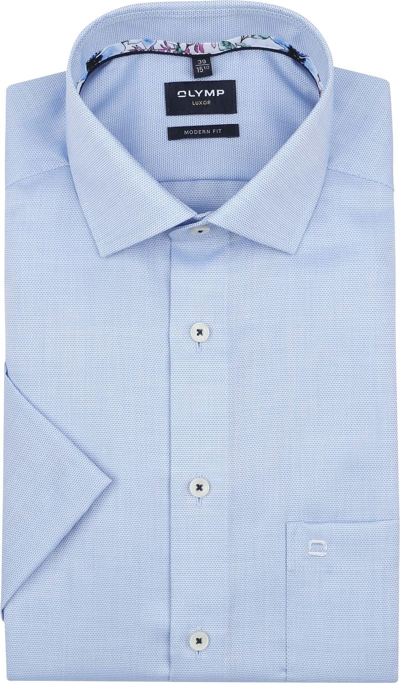 Olymp Modern-Fit Korte Mouw Blauw