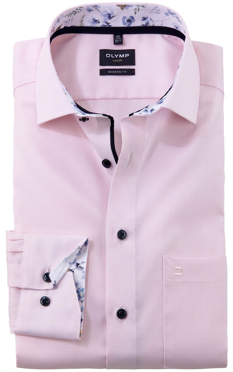Olymp Luxor Overhemd SL7 Structure Roze