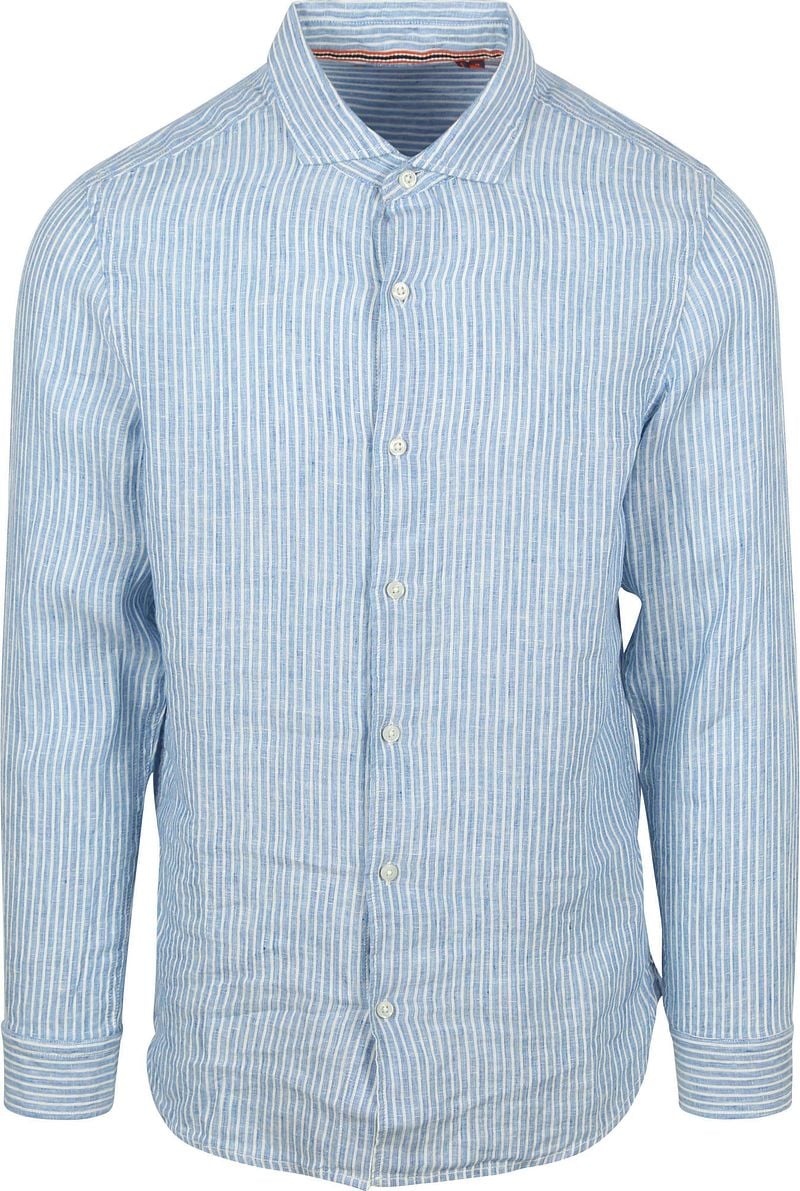 Superdry Overhemd Linnen Vacation Azure Blue Stripe