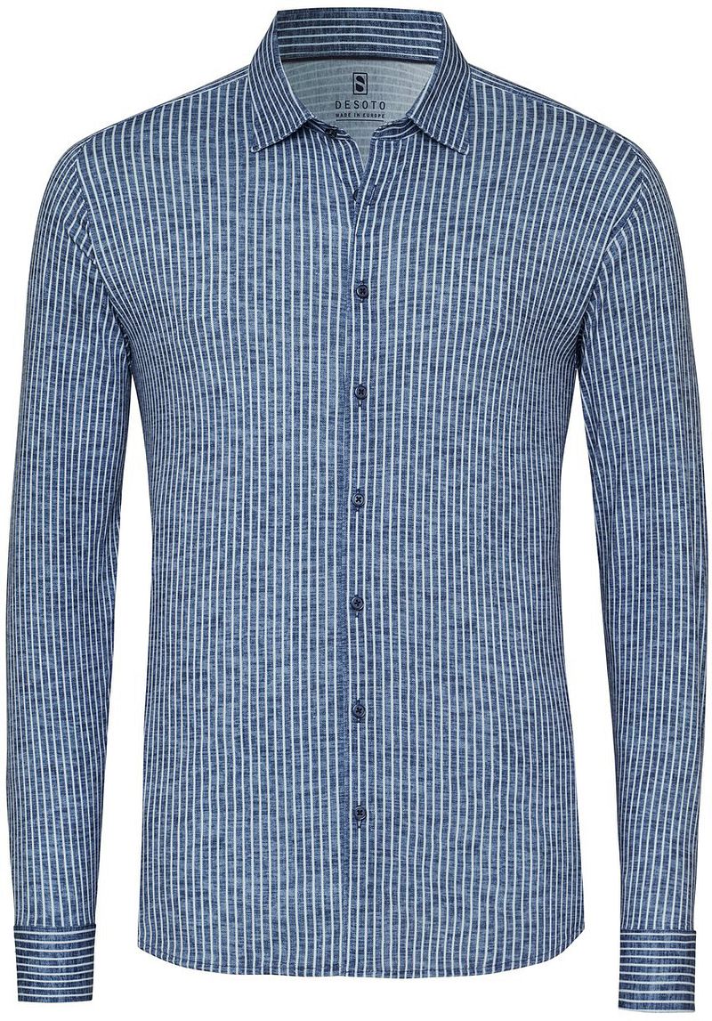 Desoto Shirt Kent Linen Stripes Navy