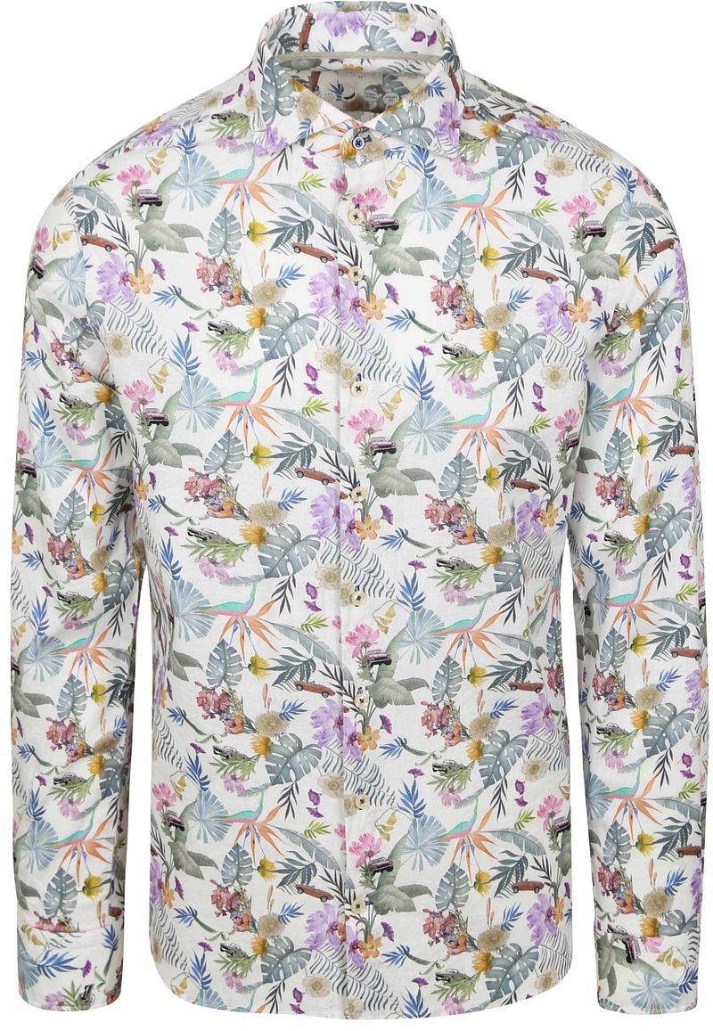 R2 Amsterdam R2 Shirt Linen/Cotton Flower Print Multicolour