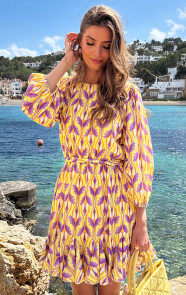 The Musthaves Eve Lino Puff Sleeve Jurk Geel