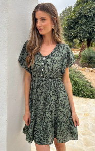 The Musthaves Portofino Jurk V-Hals Print Army