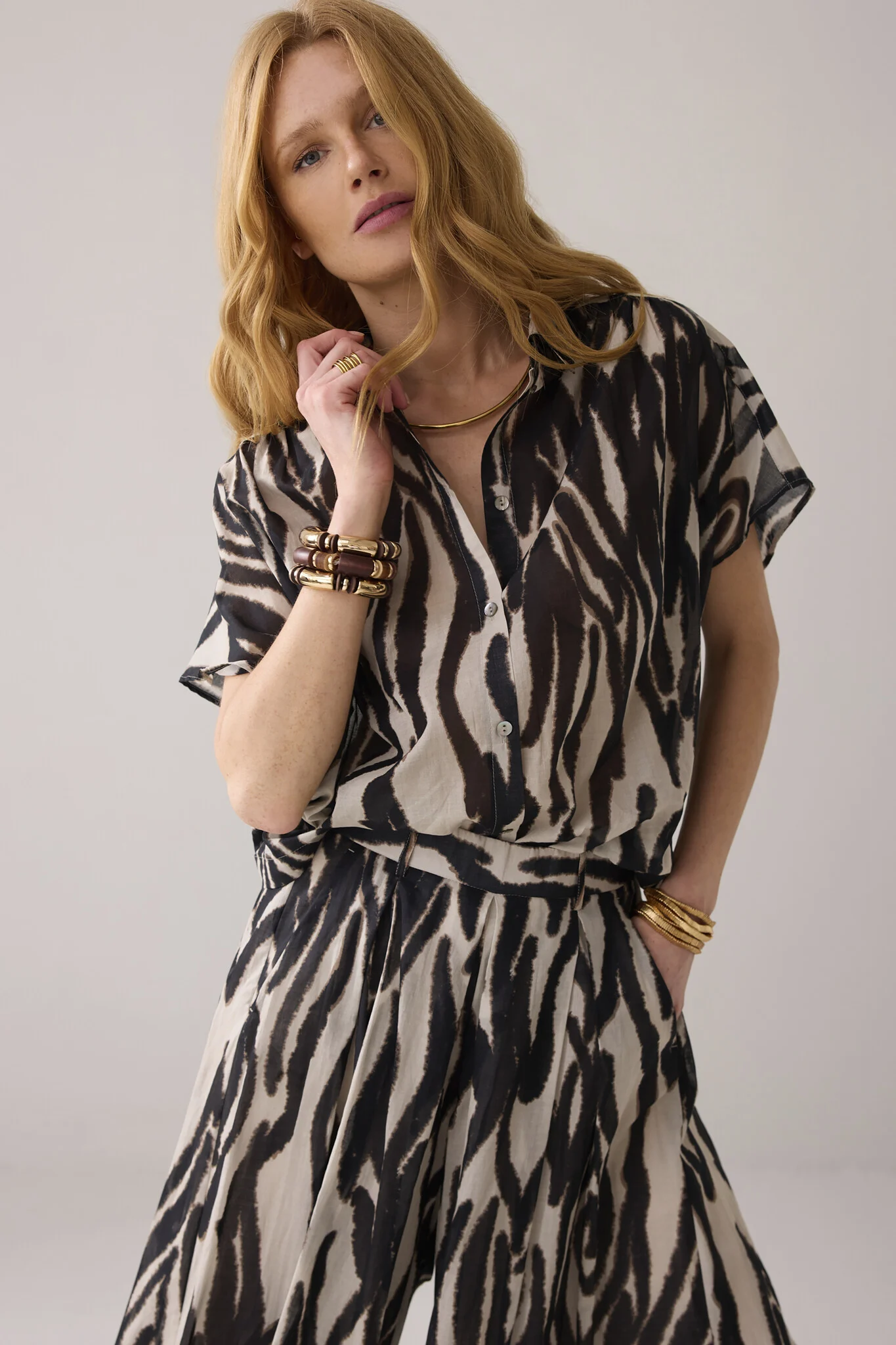 Summum 2s3307-12226 quinty: blouse faded zebra print