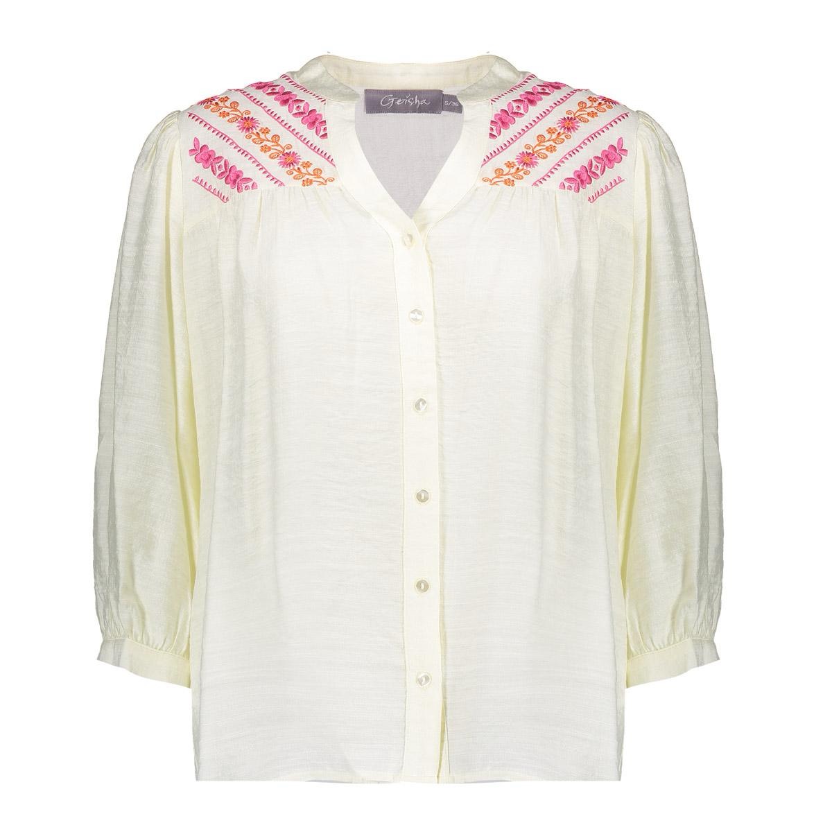 Geisha Blouse embroidery at yoke 34 sl ecru dessin