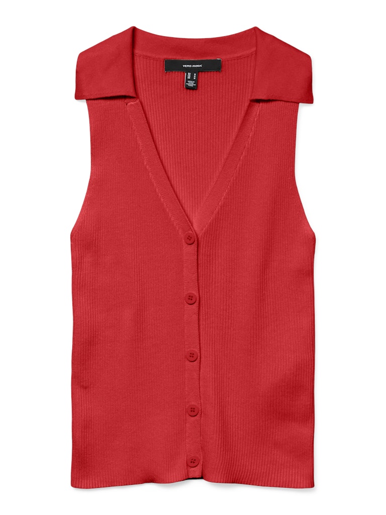 Vero Moda vmwillow sl v-neck polo top 10330770 fiery red