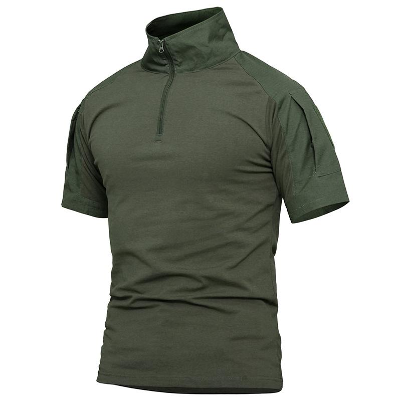 ReFire Gear Zomer korte mouw tactisch shirt heren 1/4 rits ademend katoen militair uniform combat T-shirt S legergroene kleur