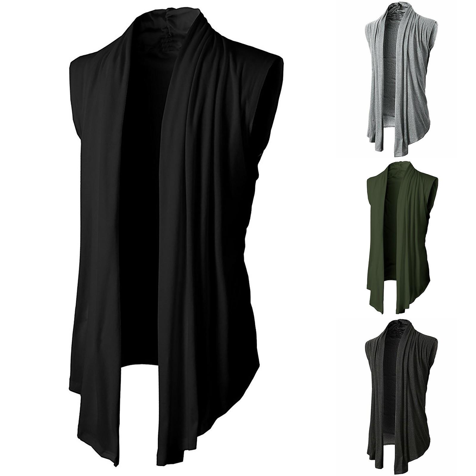 Ximalaya (Qunide) Heren Mouwloos Cardigan T-shirt Casual Slim Fit Overhemden Formele Tops M zwart