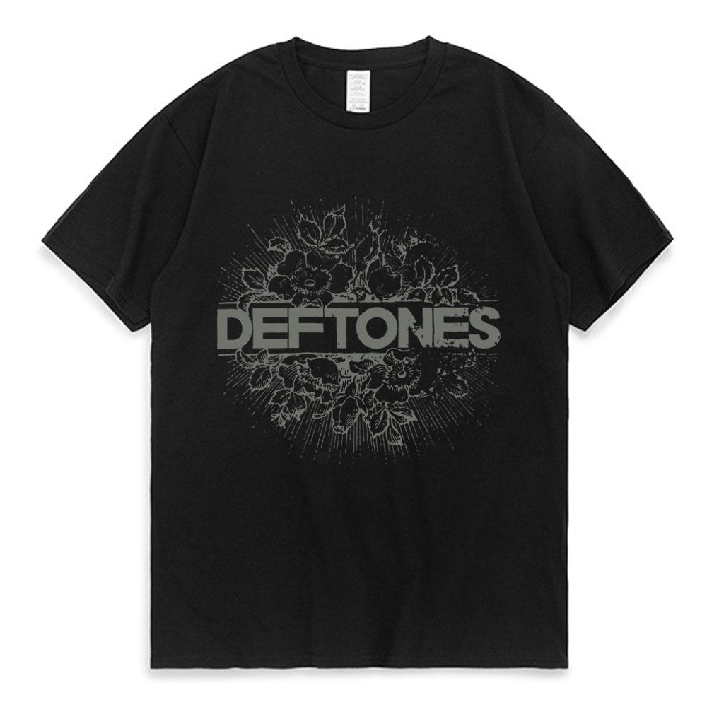 Nexus Athleisure Punk Metal Rock Band Deftones Bloemen Burst Afbeelding T-shirt Mannen Straat Vintage Casual Katoenen T-shirt Gothic Harajuku T-shirt mannelijke S zwart