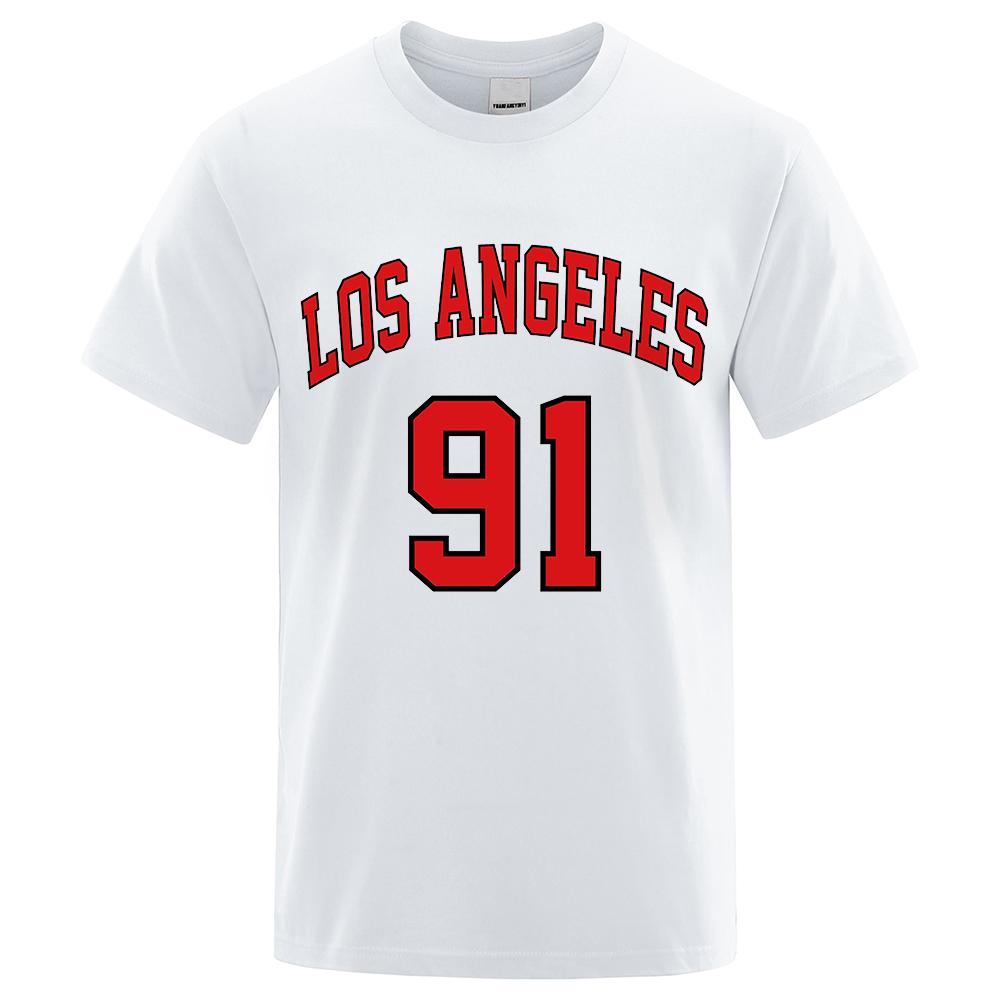 Enter Boutique Sports Clothing Collection Heren En Dames T-shirts Los Angeles 91 Team Uniform Print Heren T-shirts Zomer Katoenen T-shirt Oversized Losse Korte mouw Kleding L