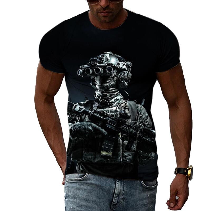 Transmission of love Zomer Mode Special Forces Gun T-shirts Voor Mannen Casual 3D Print Tee Hip Hop Harajuku Oversized Ronde Hals Korte mouw Tops XS