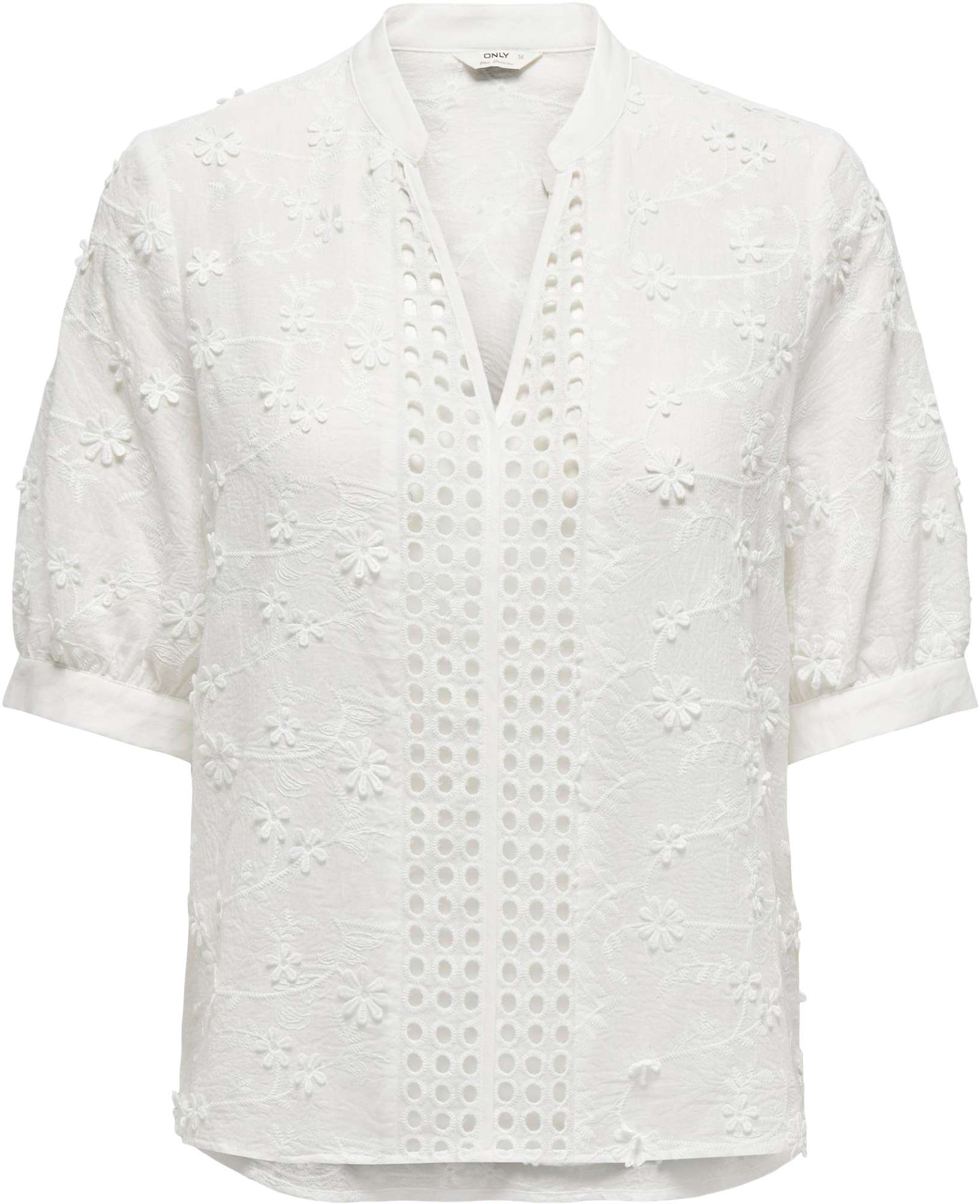 Only Onlalice emb ss shirt wvn cs cloud dancer