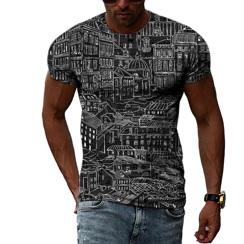 Transmission of love Zomertrend Mode Grappig Graffitipatroon Heren T-shirts Casual print Hiphop Tees Persoonlijkheid Ronde hals Korte mouw Tops XS