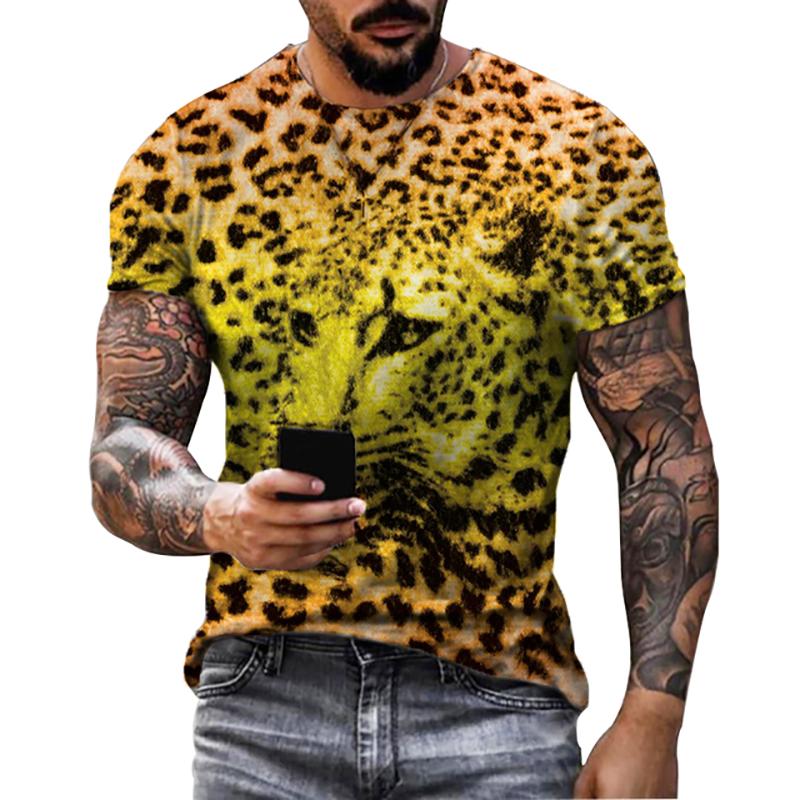 Transmission of love Mode Luipaard 3D Print T-shirt Zomer Heren O-hals Casual Korte Mouw T-shirts Oversized Harajuku Streetwear Tee Tops XS