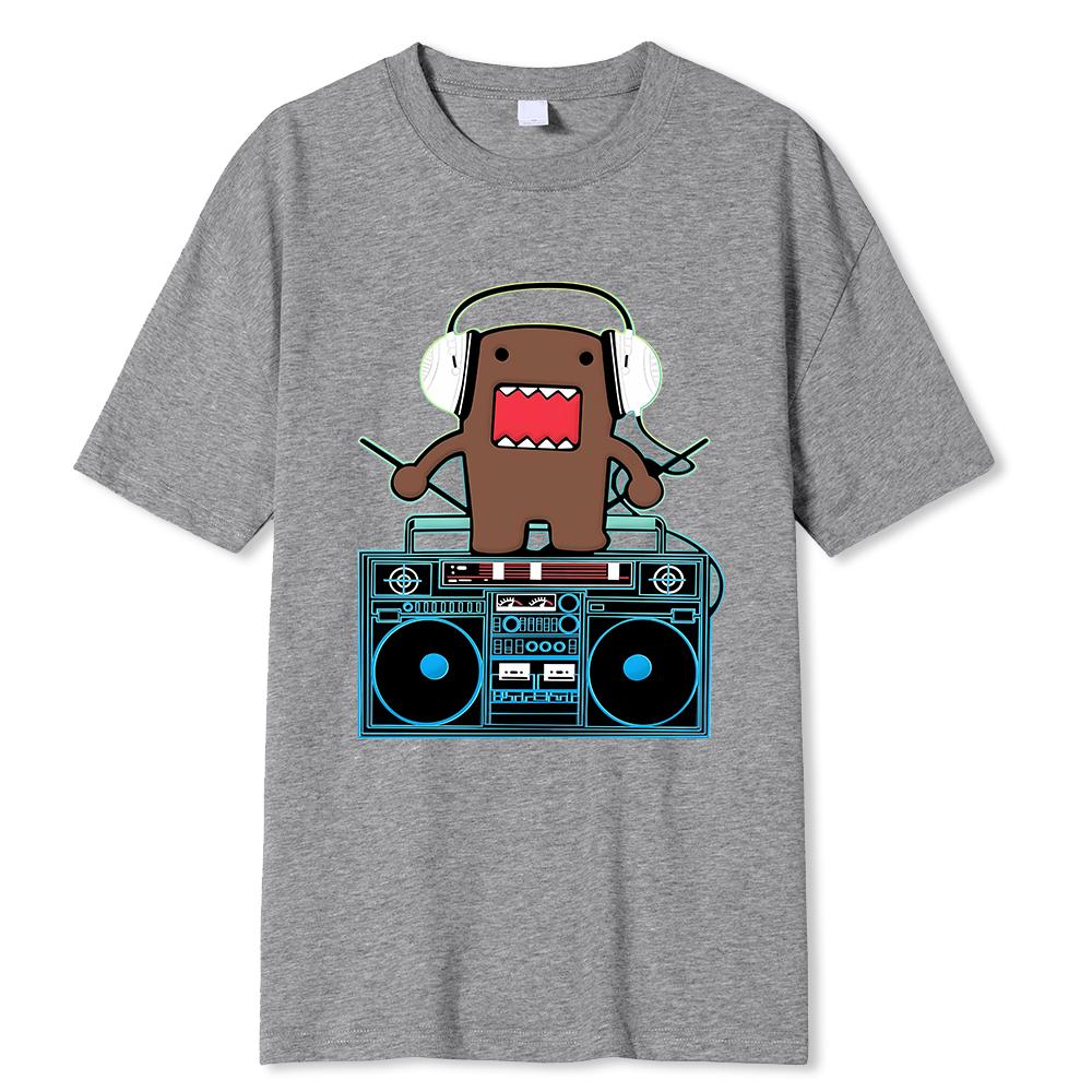 Enter Boutique Sports Clothing Collection Domo Kun DJ Domo T-shirts Heren Katoenen Humoristische T-shirts Ronde hals T-shirts Korte mouwen Tops Cadeau-idee XS