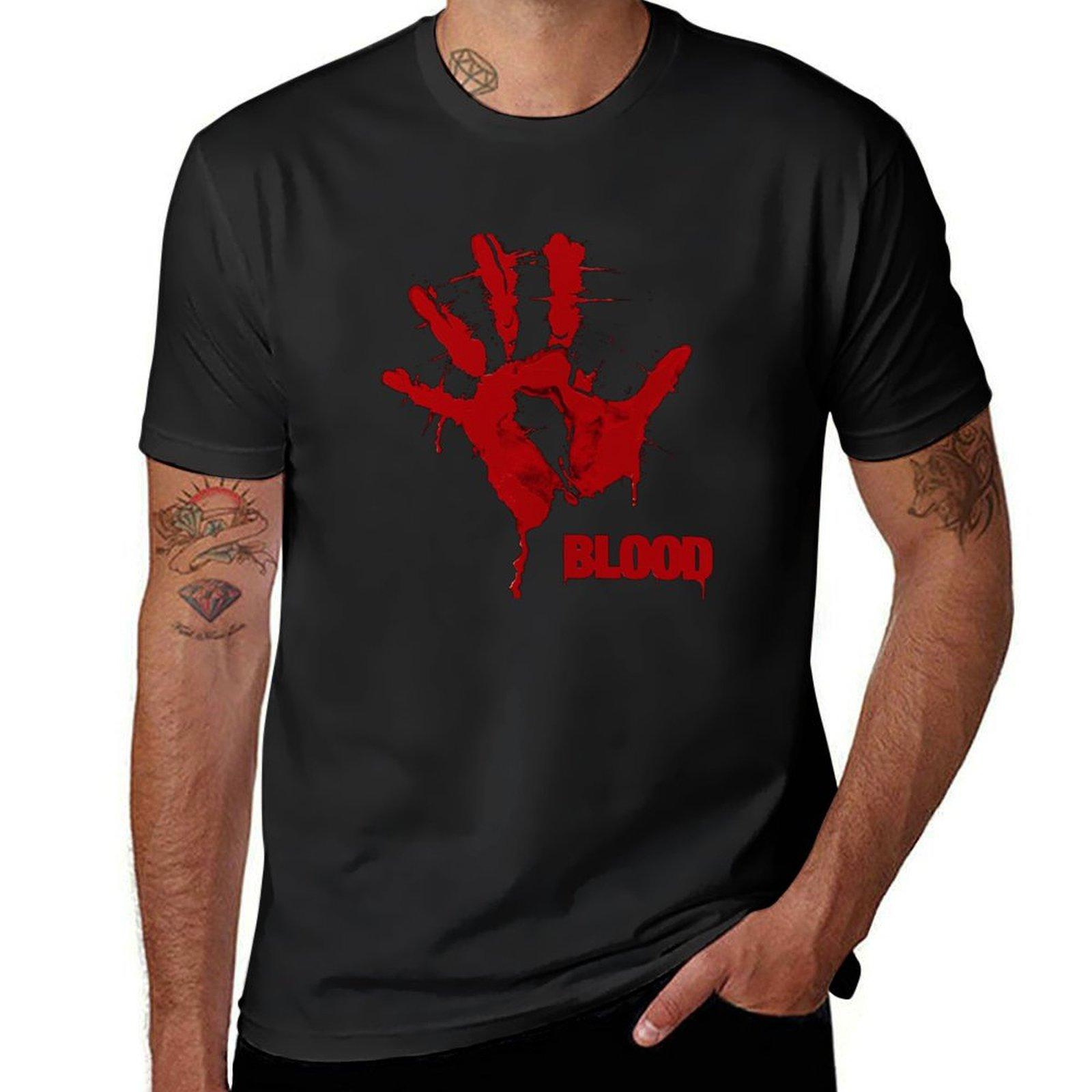 Transmission of love Monolith Bloed Print Heren T-shirt Zomer Klassiek Casual O Hals Korte Mouw Mode Losse Oversized Tops T-shirt Heren XS