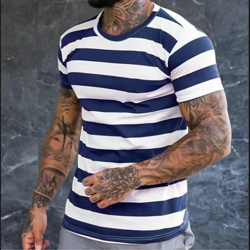 Forever Men 3D-geprint Street Hip Hop Heren T-shirt met strepenprint Dagelijks casual Oversized Sportkleding Gymtops Ropa Hombre Zomer T-shirts met korte mouwen S