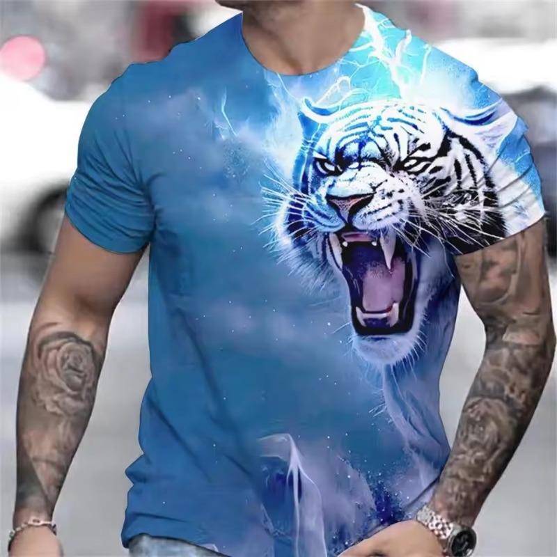 ForYourBeauty Tijgerprint T-shirt 3D-dier Herenoverhemd Zomer Korte Mouw Heren Casual Pullover Oversized Top T-shirt Heren S-6XL S