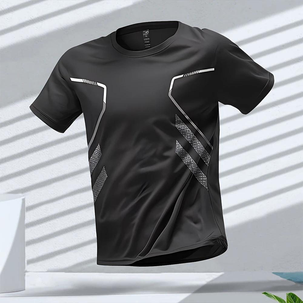 ETST 005 Heren T-shirts Sport Hardloop T-shirt Heren Snel drogend Ademend Korte Mouw Ronde Hals Actief T-shirt Outdoor Workout Herenkleding S