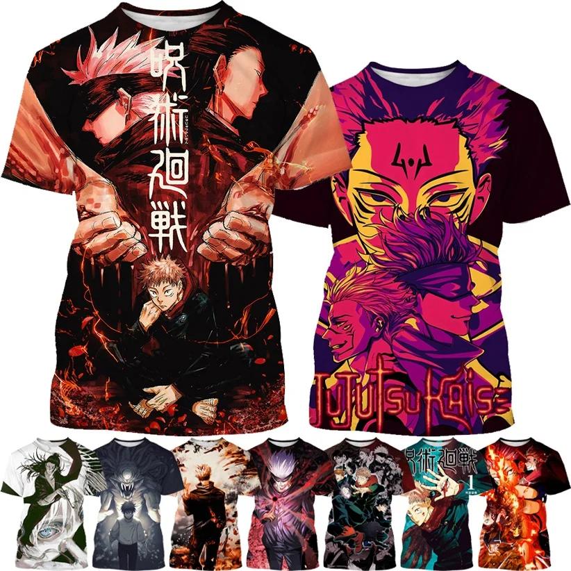 ETST 07 Zomer Anime Jujutsu Kaisen 3D geprint T-shirt voor mannen en vrouwen Casual Hip Hop Harajuku T-shirt met korte mouwen Tops L