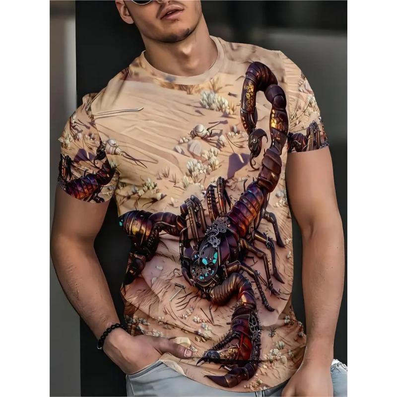Bobby3 T-shirts met dierenpatroon en schorpioen voor mannen/vrouwen, 3D-printen, straattrend T-shirts, zomertops met korte mouwen, oversized herenkleding L