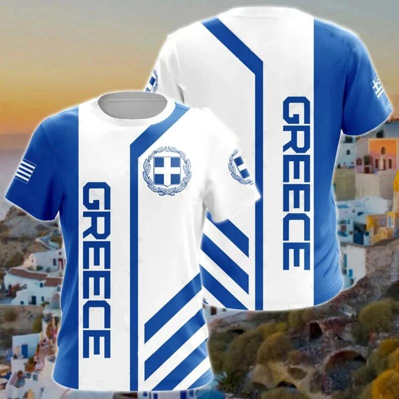 Xuhaijian02 Heren t-shirt Hellas T-shirt voor heren Geometrische lijn Griekse vlag Nationaal embleem Print Heren t-shirts Tops Kinder t-shirt Herenkleding S
