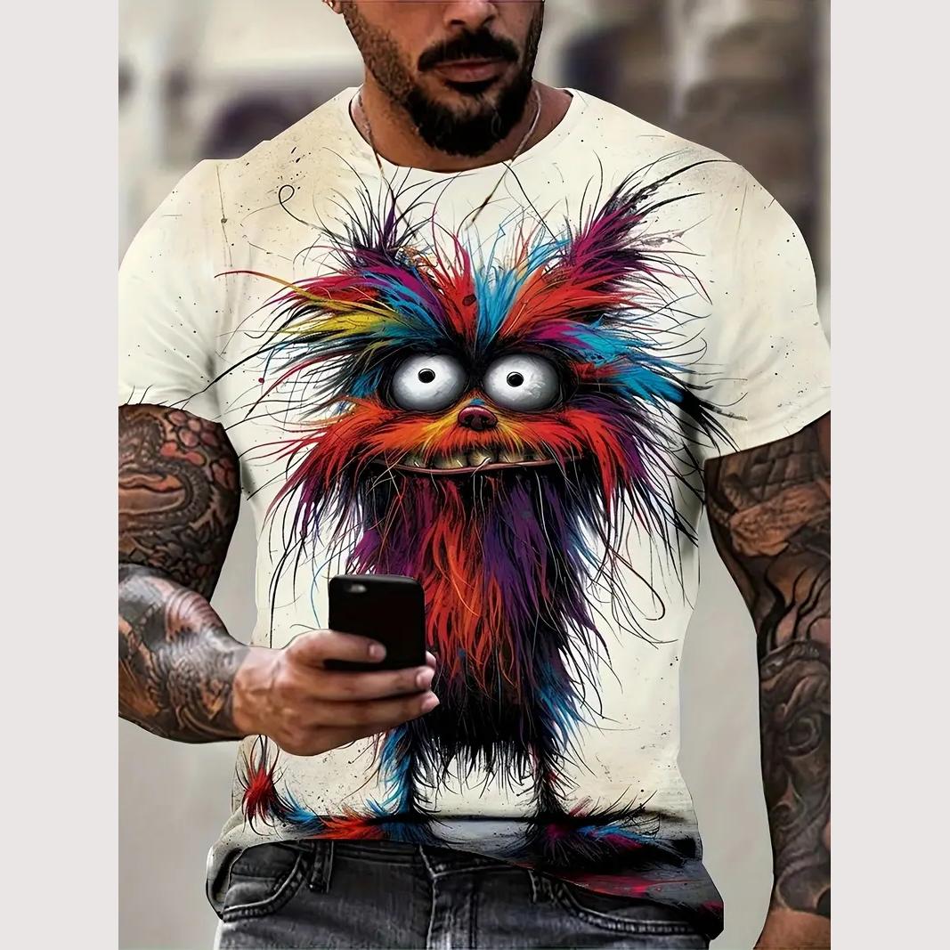 TIP723 Zomer heren T-shirt Street Casual korte mouw Cartoon 3D print Grappige dieren T-shirts Mode Streetwear Herenkleding S