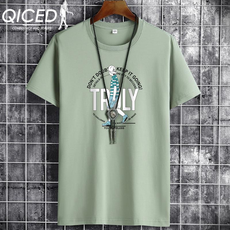 QICED Zomer T-shirt met korte mouwen Heren O-hals Trend Ondershirt S wit