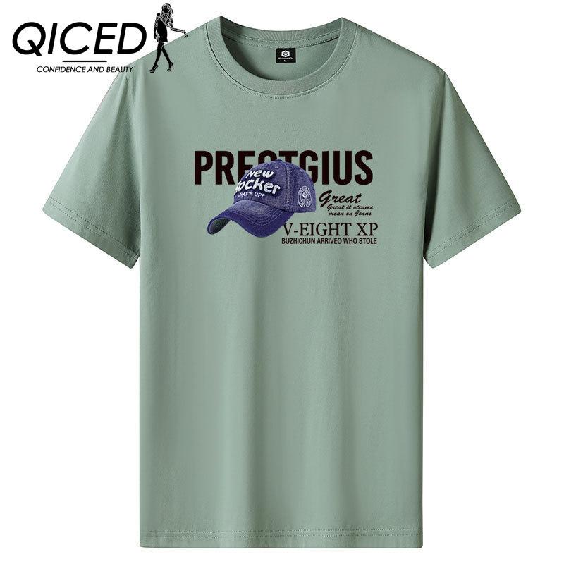 QICED Zomer T-shirt met korte mouwen Heren O-hals Trend Ondershirt S wit