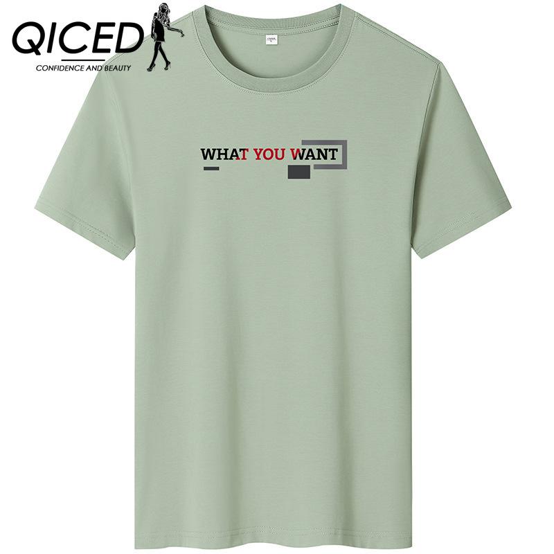 QICED Zomer T-shirt met korte mouwen Heren O-hals Trend Ondershirt S wit