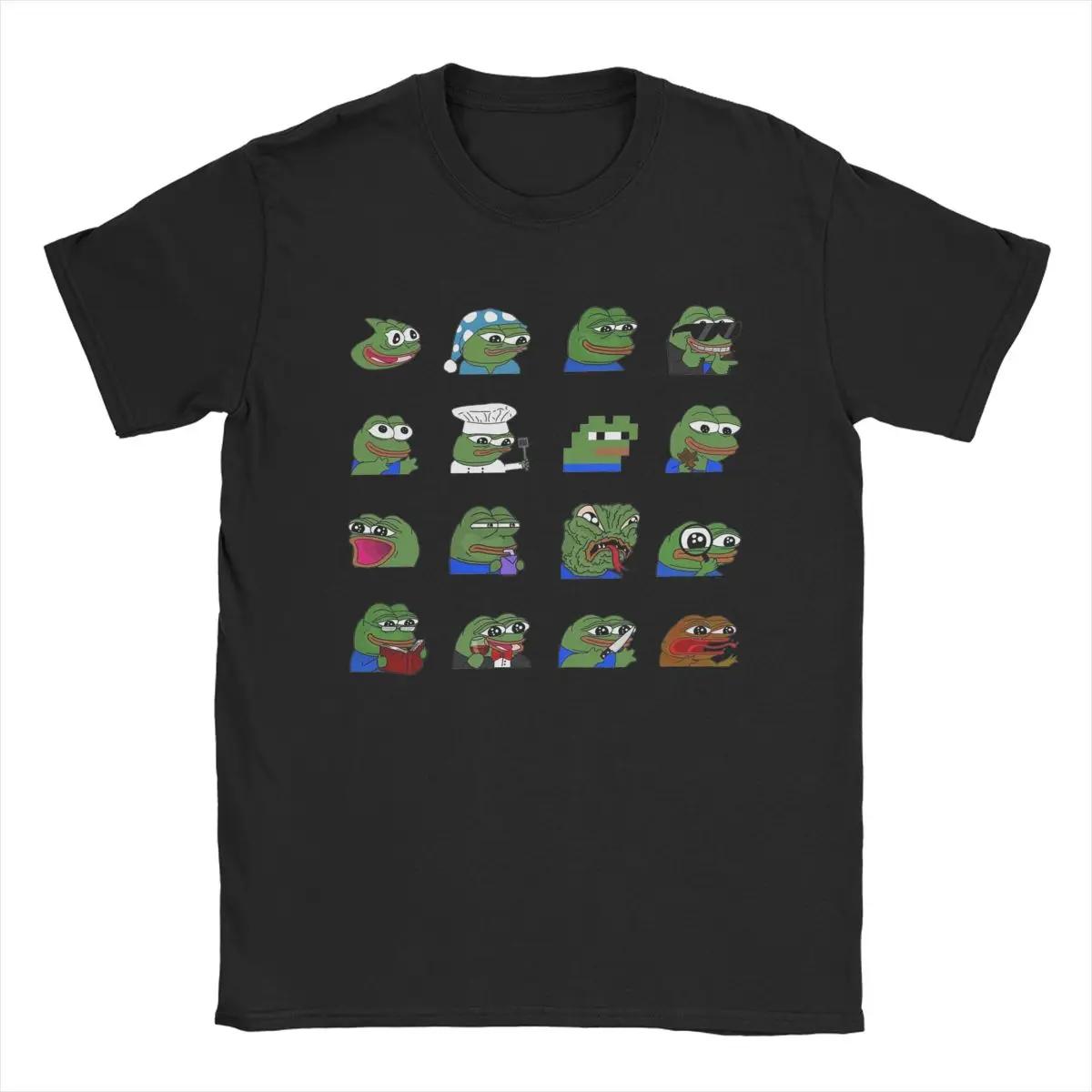 Comfortable season Pepe Peepo Variety Set Heren T-shirt Leuke T-shirts Korte Mouw Ronde Hals T-shirts Puur Katoen Grafische Tops S zwart