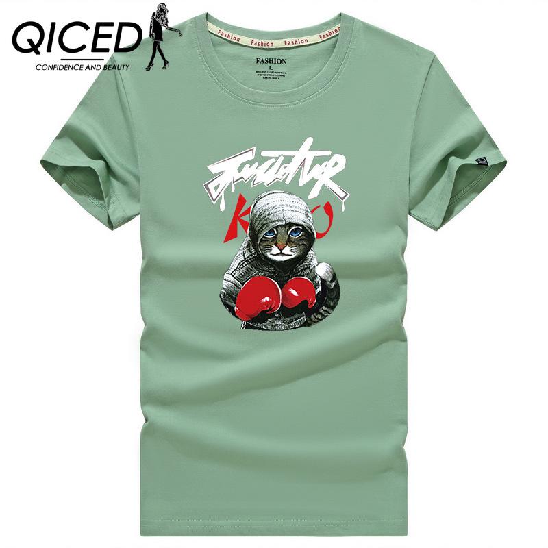 QICED Zomer T-shirt met korte mouwen Heren O-hals Trend Ondershirt S wit