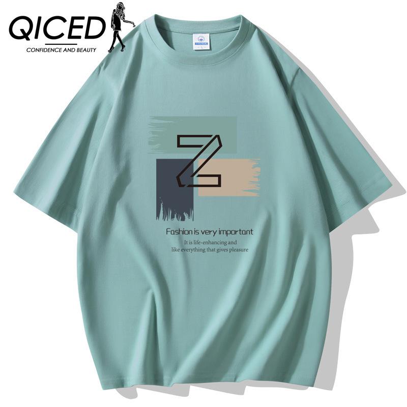 QICED Zomer T-shirt met korte mouwen Heren O-hals Trend Ondershirt S wit