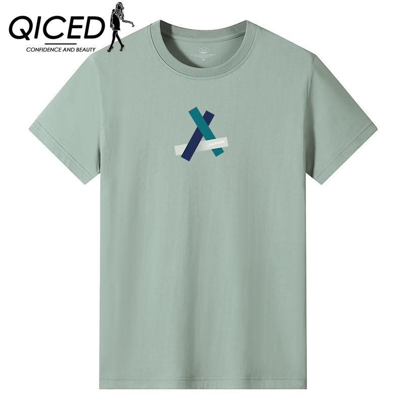 QICED Zomer T-shirt met korte mouwen Heren O-hals Trend Ondershirt S wit