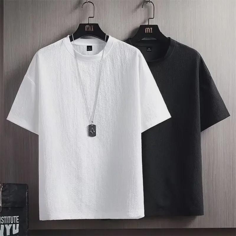 PulseTrade Trendy heren T-shirt met korte mouwen van ijszijde, zomereditie 2024, losse vijfpunts halve mouwen 4XL