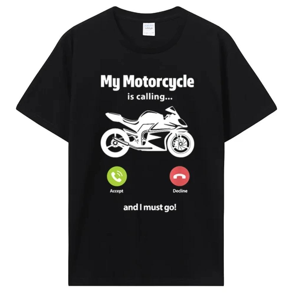 Comfortable season Mijn motor roept en ik moet gaan. Grappig motorrijders T-shirt. Normaal katoenen heren T-shirt. Hiphop tops. T-shirts. Nieuw T-shirt. S beige