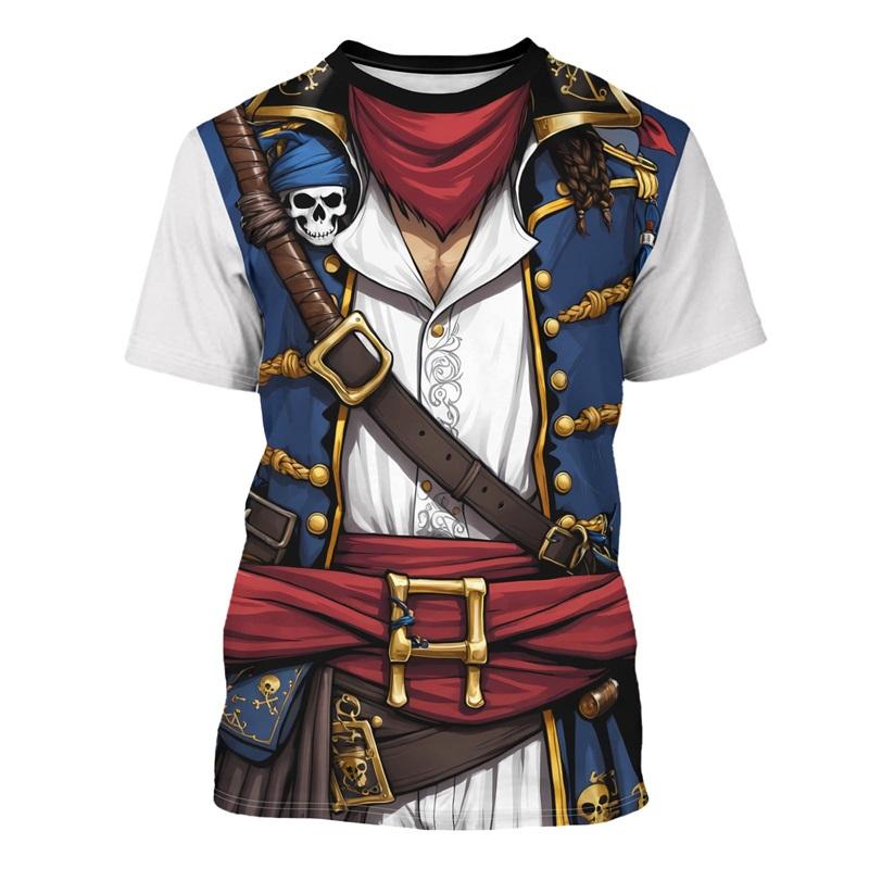 ETST WENDY 005 DE Piratenkapitein Grafisch T-shirt voor heren Grappig Cosplay-kostuum Ronde hals Korte mouwen Smoking T-shirt T-shirt Nieuw in Casual T-shirt Top S