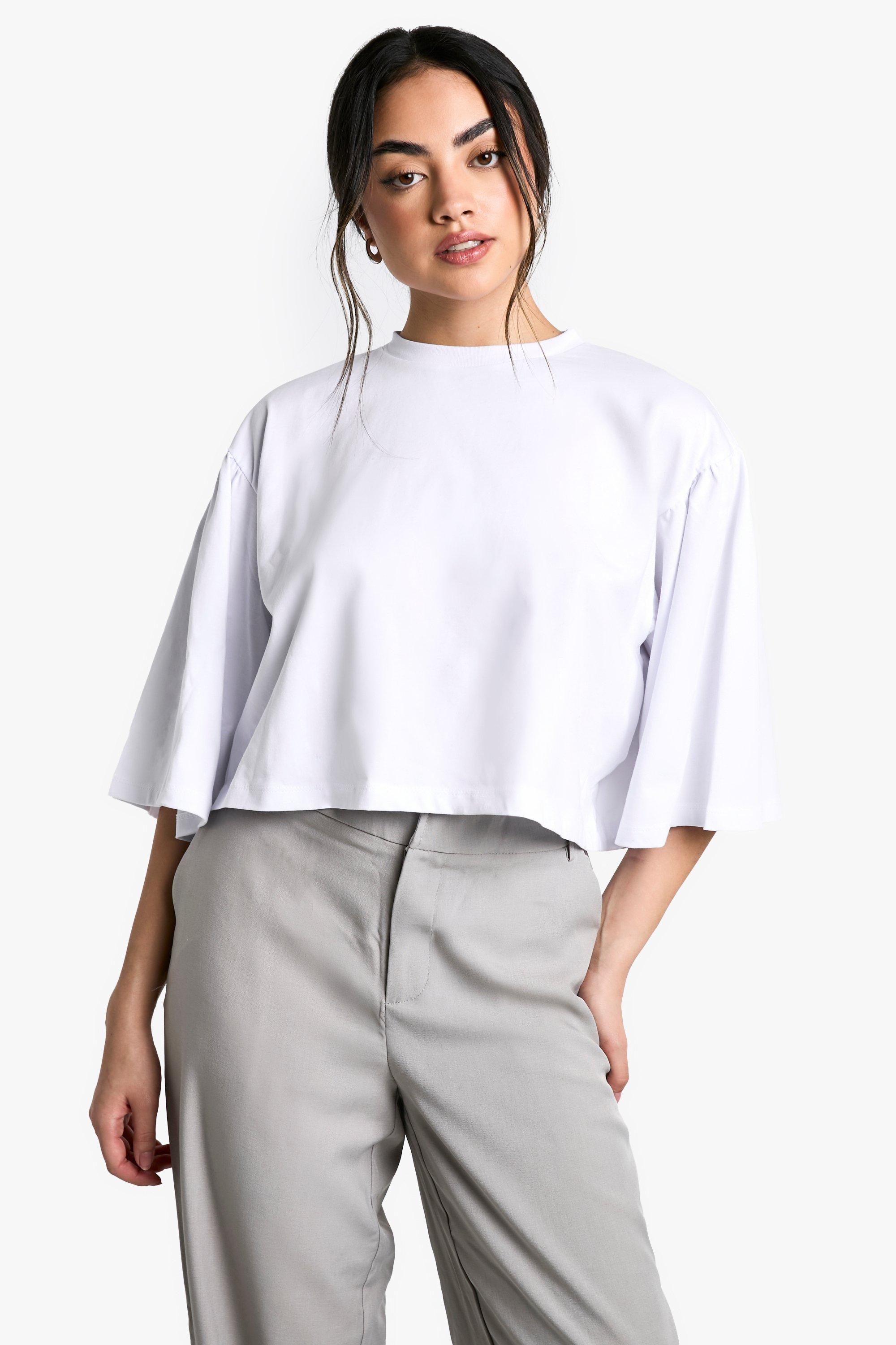 Boohoo Peplum T-Shirt Met Mouwen, White