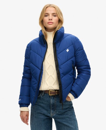 Superdry Vrouwen Sports Pufferjas Zonder Capuchon Blauw