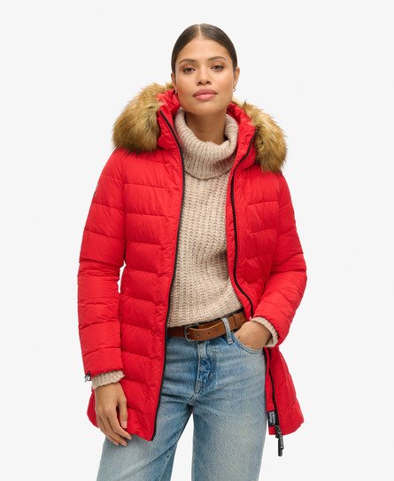 Superdry Vrouwen Lange Arctic Pufferjas Rood