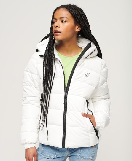 Superdry Vrouwen Spirit Sports Pufferjas met Capuchon Wit