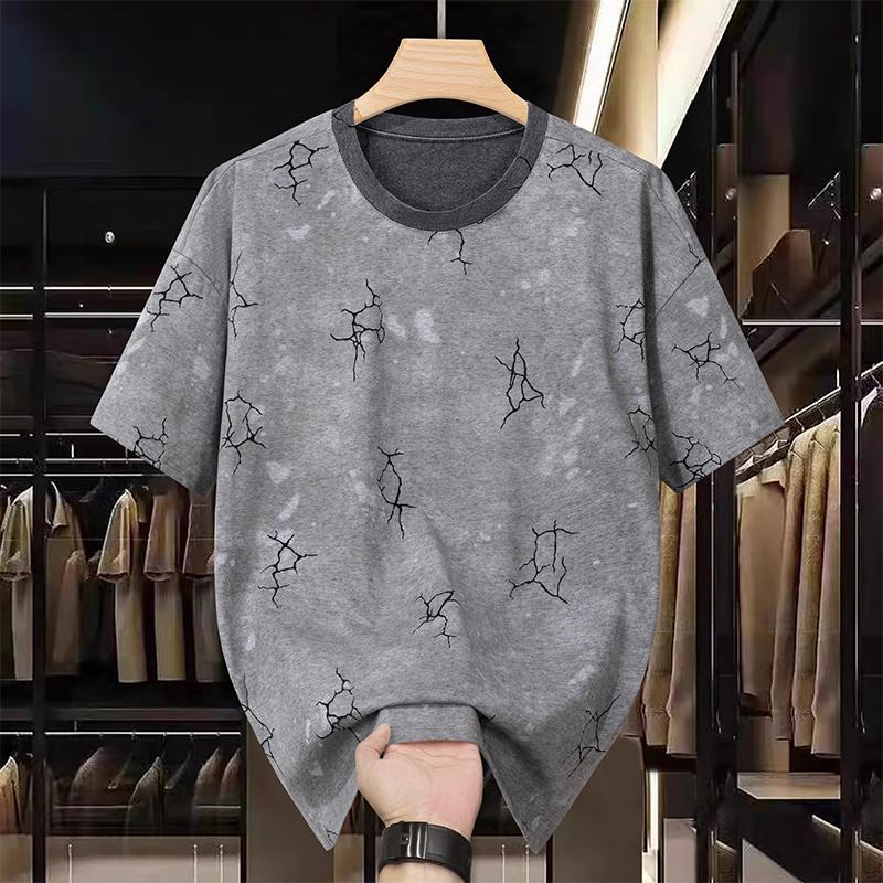 Smiao Plus Size 5XL-12XL Oversized T-shirt voor heren Zomertops Mode Korte Mouw T-shirt Zomer Herenkleding 5XL(75kg-85kg) grijs