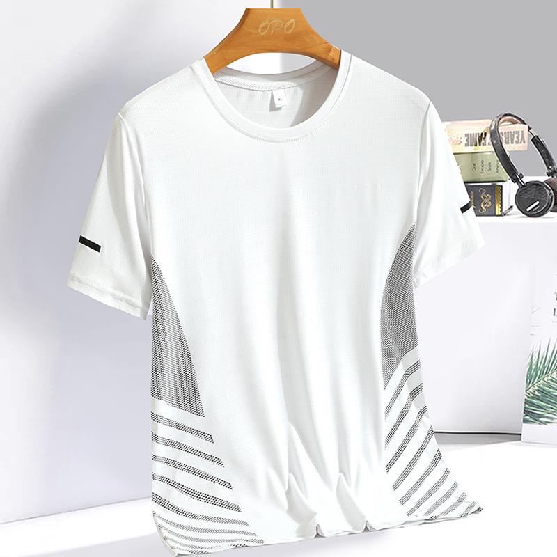 Explorer Outdoors Plus Size Mesh 3D T-shirt Heren Snel drogend Korte mouwen T-shirts Zomer Hoge Stretch Ademend Bedrukt Top 3XL meer blauwe kleur