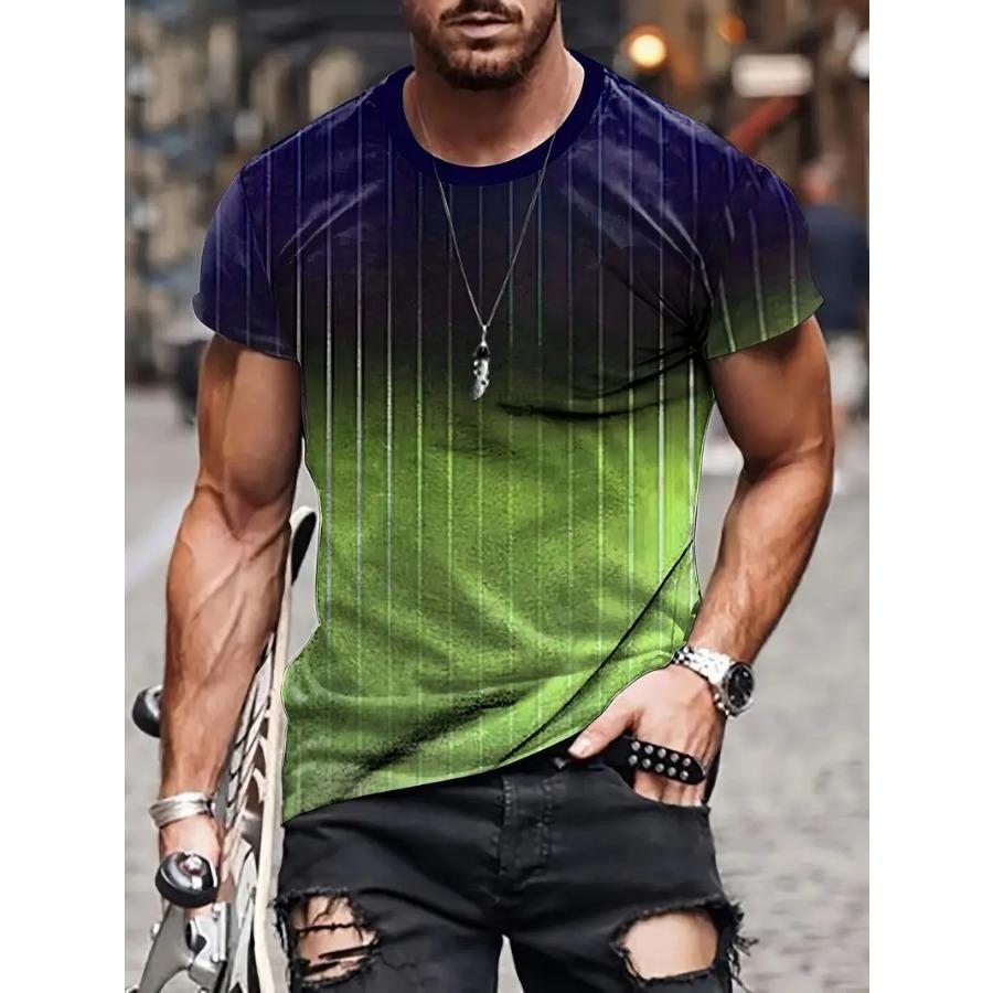 Explorer Outdoors Letters Heren T-shirt 3D Geprinte T-shirts Mannelijk Eenvoudig Gradiënt Mode Trend Korte Mouw T-shirts Casual Zomerkleding S