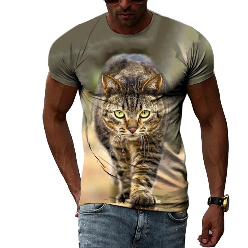 Explorer Outdoors Zomer Mode Kat Foto T-shirts Voor Mannen Casual 3D Print Tees Hip Hop Persoonlijkheid Ronde Hals Korte Mouw Tops S