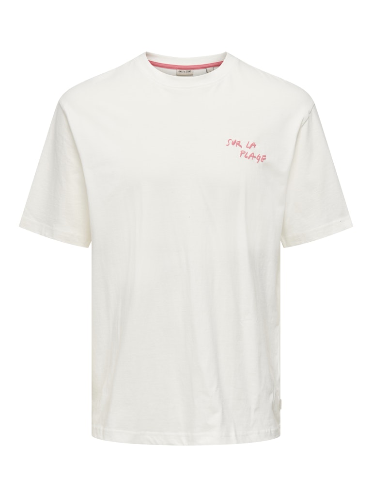 Only & Sons onsmilo sketch rlx coast ss tee cs 22035271 cloud dancer sur la plage cloud