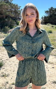 Jurkjes Bohemian Chevron Blouse Army
