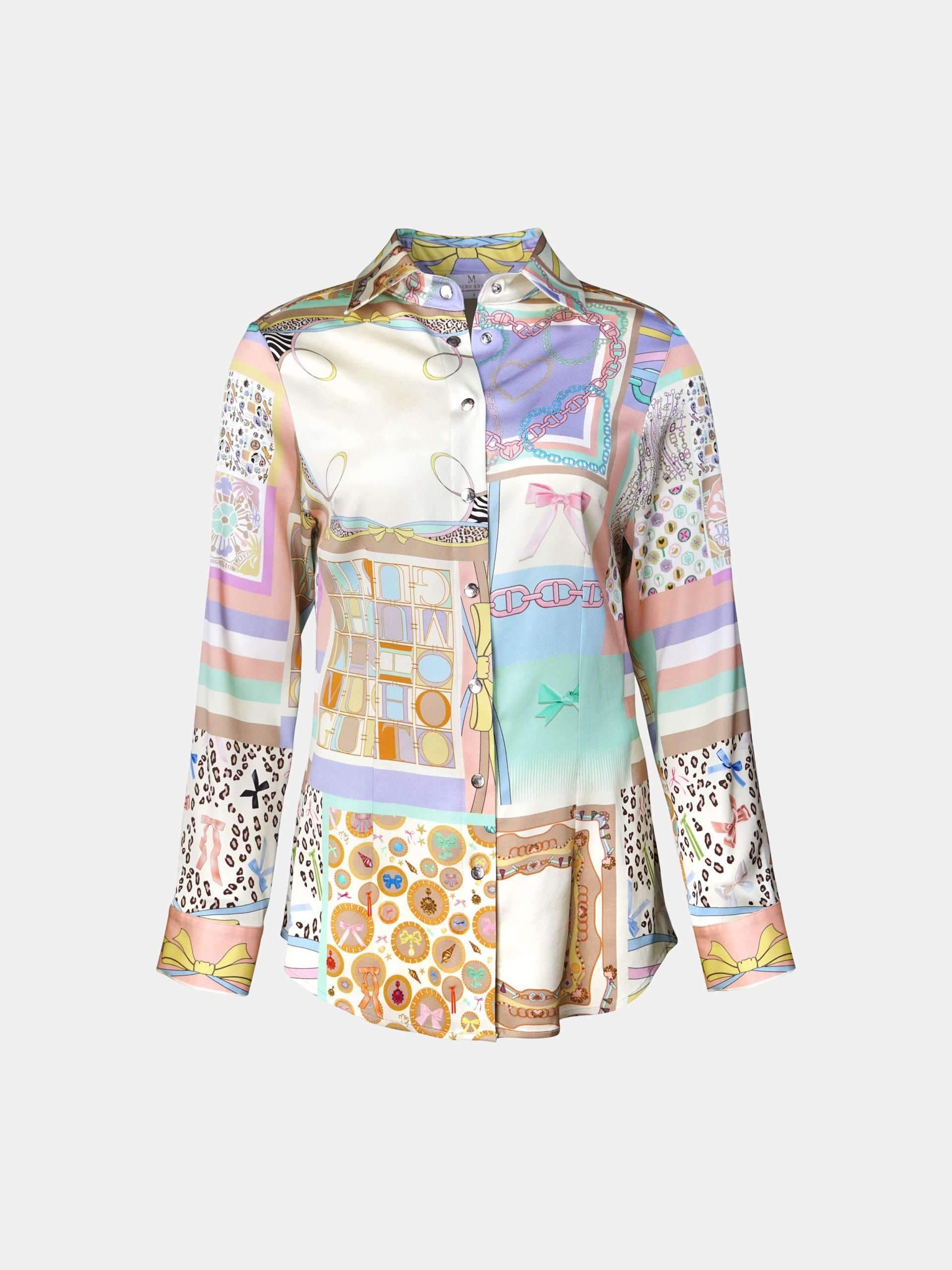 Mucho Gusto  blouse francis bay groen blauw multipatchwork