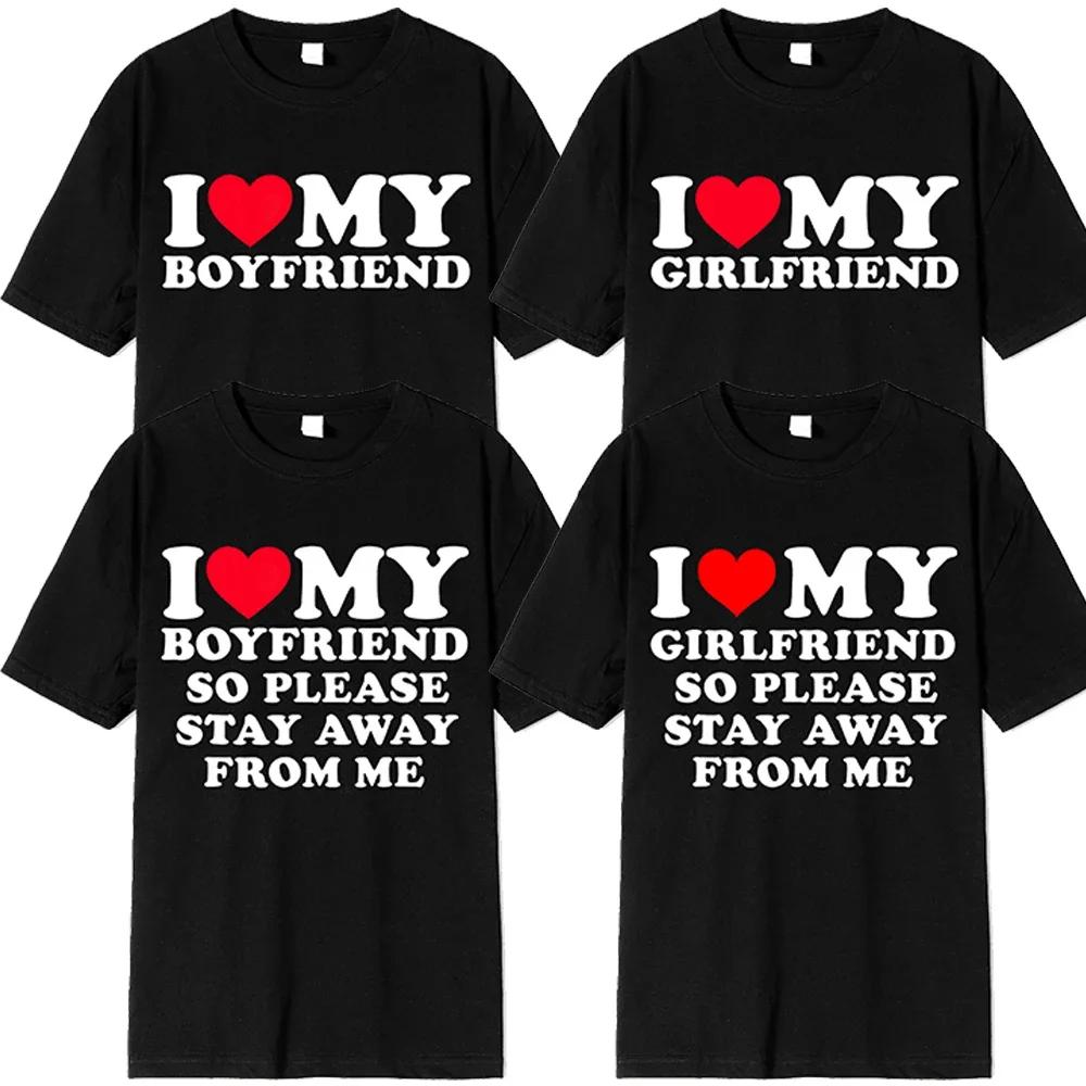Enter Boutique Sports Clothing Collection Ik hou van mijn vriendje kleding ik hou van mijn vriendin T-shirt mannen dus blijf alsjeblieft weg van mij grappige BF GF zeggen citaat cadeau tee tops S